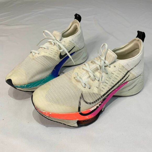 Nike Air Zoom Tempo NEXT% Flyknit White Pink Blue Men’s Running Shoes Size 8.5 - Picture 1 of 13